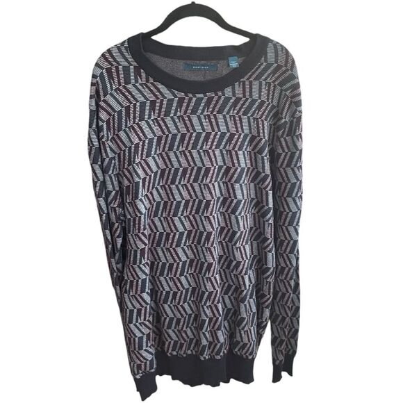 Perry Ellis Gray Geometric Pullover Modal Sweater Big Mens XLT Hipster Grandpa - Picture 1 of 7